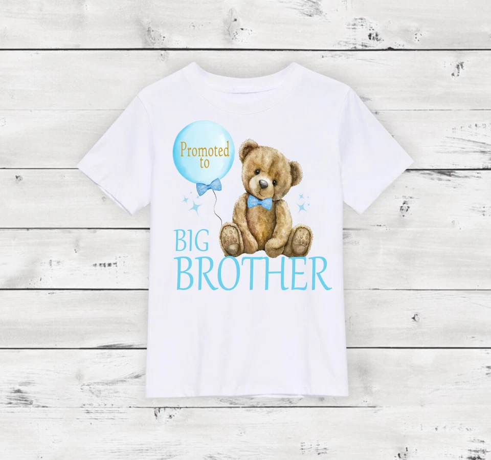 Personalised/Promoted To Big Brother Teddy Bear T-shirt Pregnancy Annoucement - Image 2 of 3