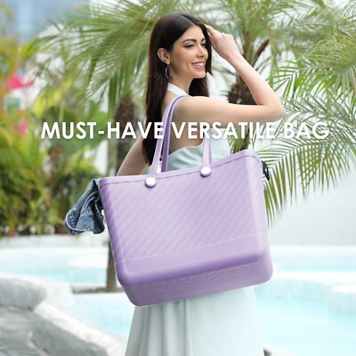 Waterproof Rubber Beach Tote Bag Travel Sandproof Leakproof with Zipper Pocket
