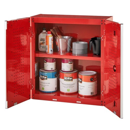 Steel Garage Wall Cabinet Adjustable-Height Shelf Tool Storage Door Panel Pegs - Picture 5 of 6