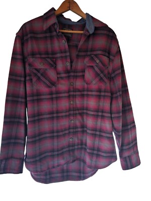 Jacks Heritage Men's Flannel Cozy  Red Plaid Shirt Cotton Button Down Size L