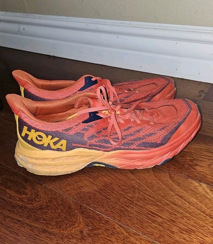Men's HOKA Speedgoat 5 Fiesta/Radiant Yellow Trail Running Shoes US 12.5D - Picture 2 of 7