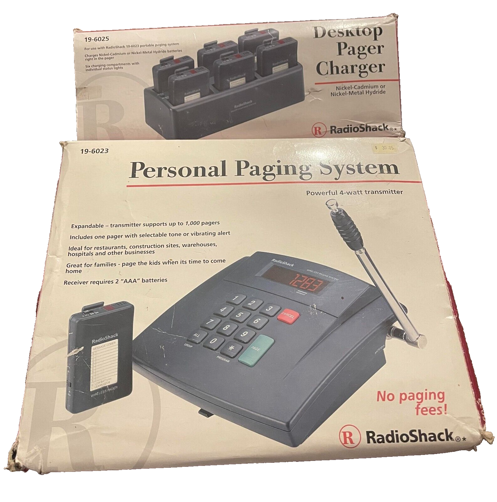 Radio Shack Personal Paging System 19-6023 & Pager Charger 19-6025