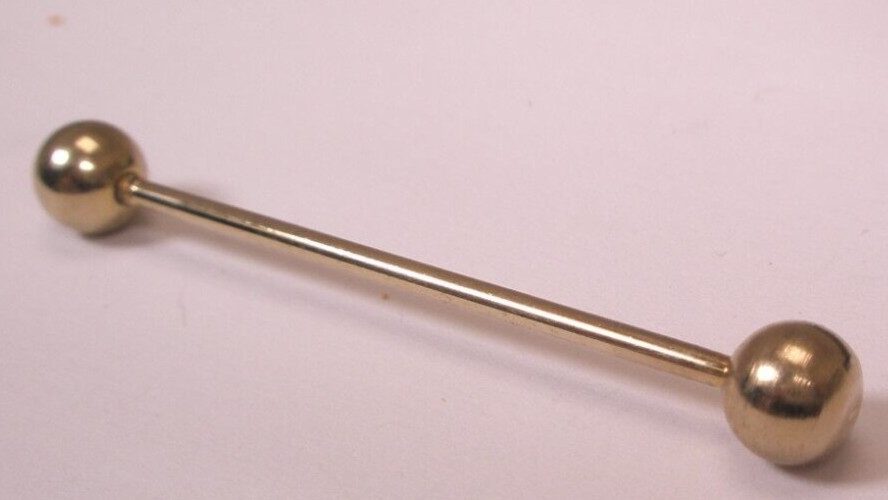 1-11/16" Screw-On Ball Ends Gold Tone Vintage Collar Bar in box L261