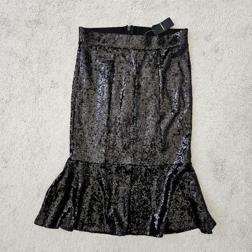 Nuova con etichette Torrid Sylvia Mollie | Gonna midi a tromba ponte paillettes nera, donna 10 - Foto 4 di 8
