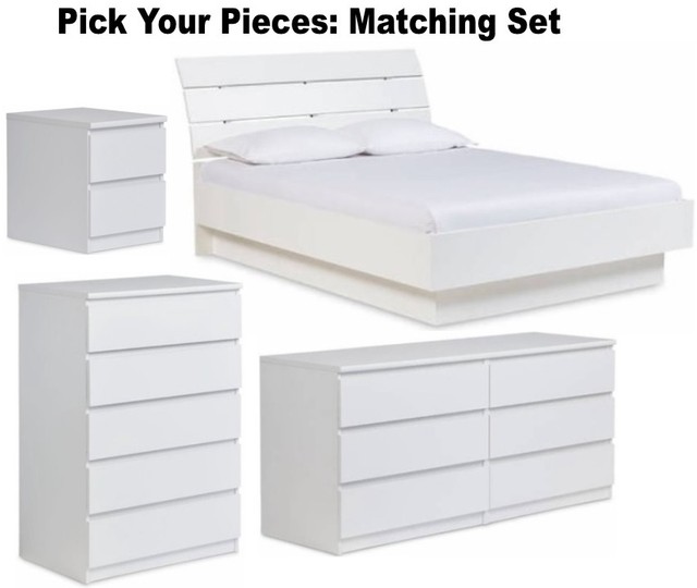 white dresser with matching nightstand