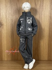 1/6yosd 1/4MSD BJD Doll Clothes Stylish Graffiti Tracksuit Black / White / Gray