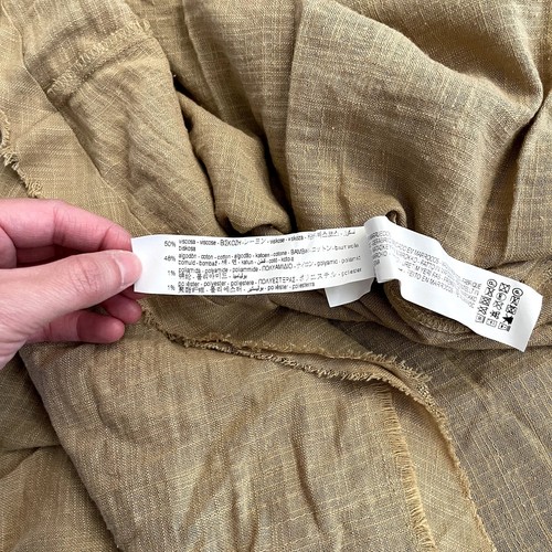 ZARA Tan Viscose Cotton Blend Maxi V Neck Size Medium Puff Sleeves Tie Waist - Picture 9 of 9