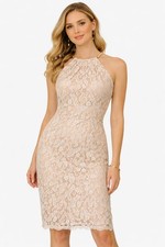 Eliza J Women’s Nude Lace HalterDress Size 8 Knee-length Wedding Party