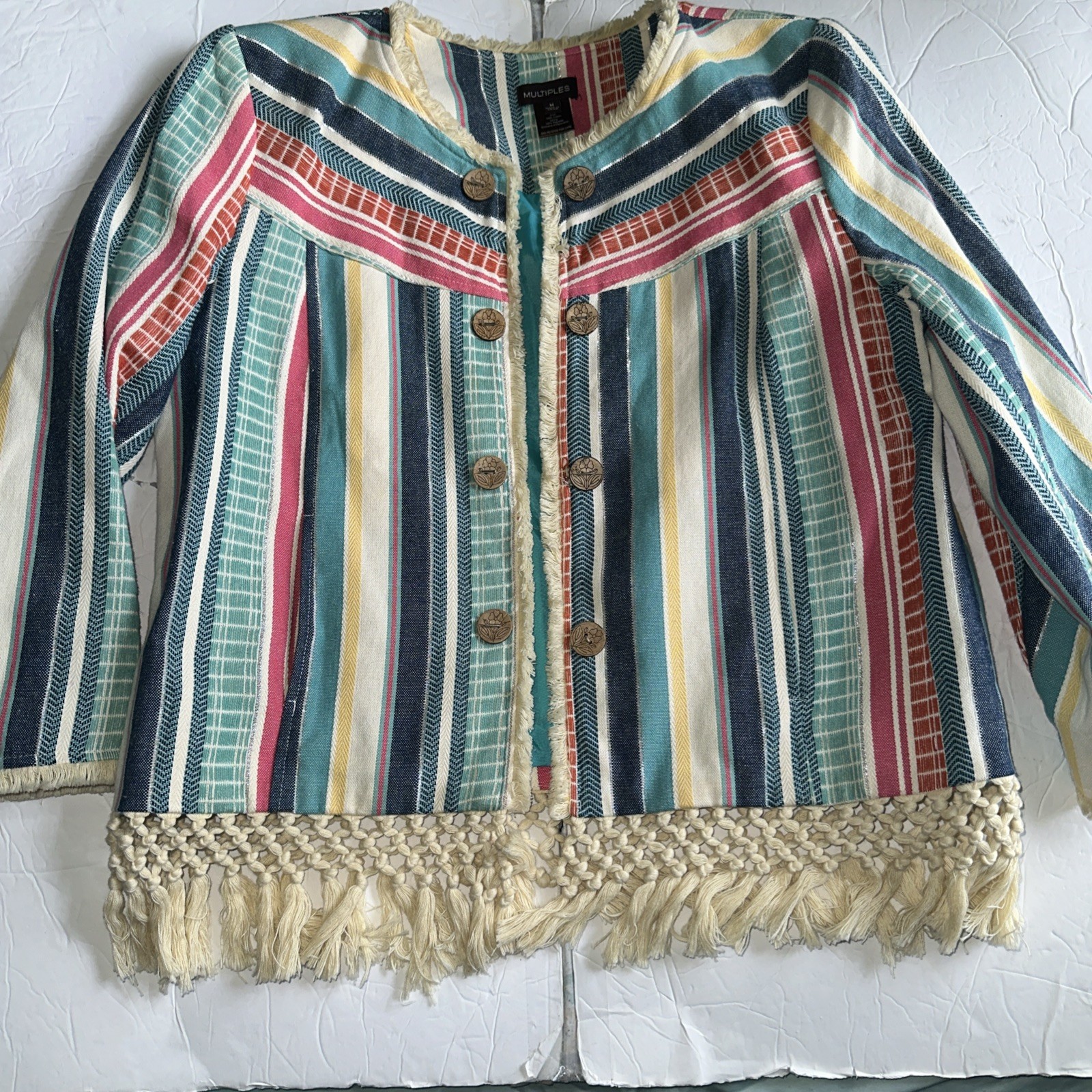MULTIPLES Women's Medium Jacket Multicolor Stripe… - image 1