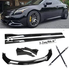 Front Bumper Lip Body Kit Spoiler Side Skirt Gloss Black For Infiniti G37S Coupe