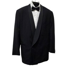 Ermenegildo Zegna 50R Tuxedo Shawl Jacket Black Wool Double Breasted Canvassed
