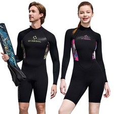 Mens Womens Shorty Wetsuit Long Sleeve 1.5MM Premium Neoprene Back Zip Swimwear