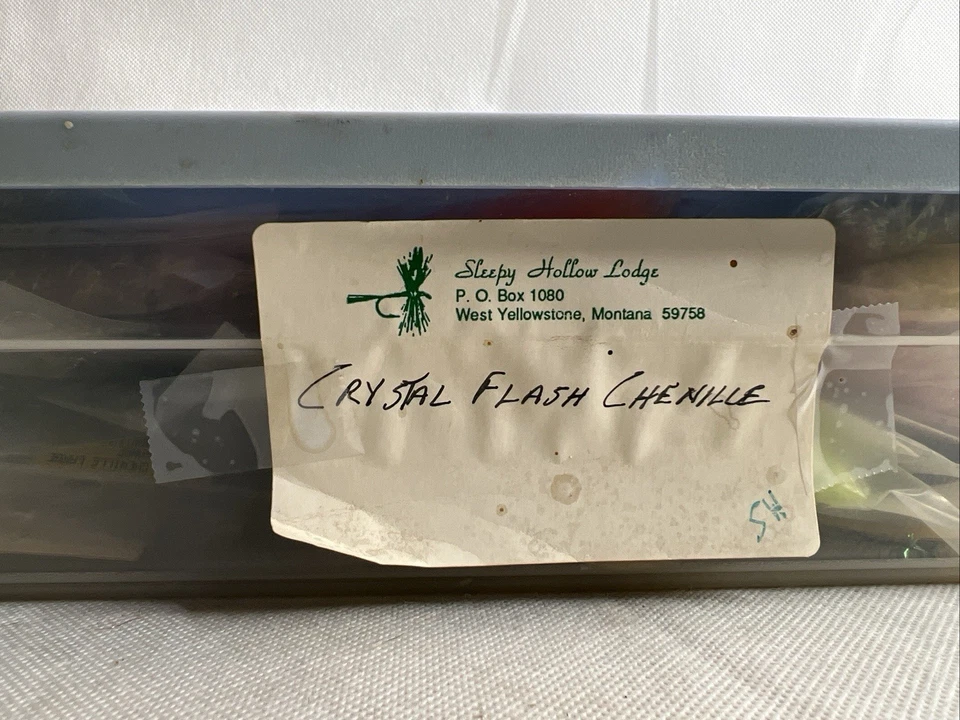 Gran Lote De Colección De 58 Materiales Para Atar Mosca Y Plantilla Cristal Flash Chenilla Pesca Foto 3 de 4