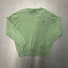 Vintage Polo Ralph Lauren green knit v neck preppy sweater
