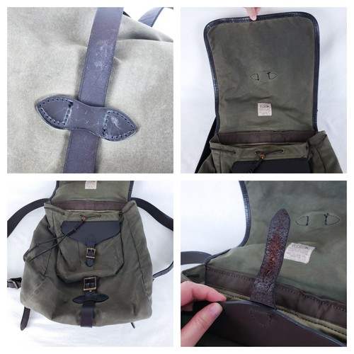 Filson Tin Cloth Backpack Grün Rucksack Lederriemen Made in USA - Bild 7 von 11