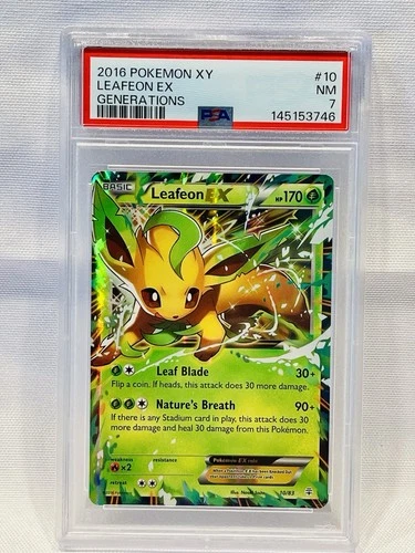 2016 POKEMON XY GENERATIONS #10 LEAFEON EX PSA 7