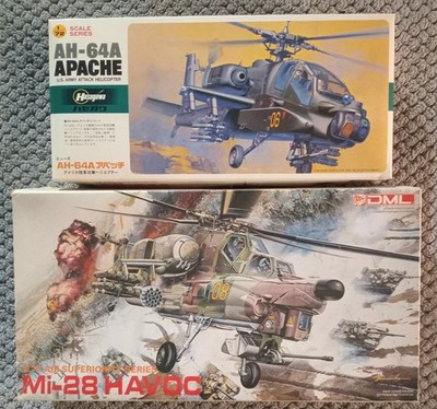Apache vs Havoc Attack Helicopter Model Kit Set   AH-64A & MI-28 Gunship 2-Pack