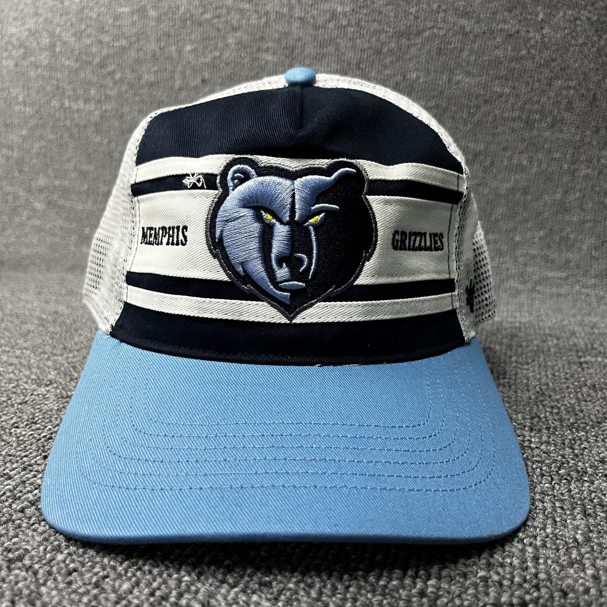 New '47 Memphis Grizzlies Trucker Hat Cap Bear Logo Light Blue Brim Snapback