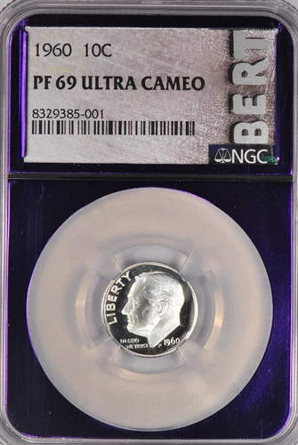 1960 Roosevelt Dime Proof NGC PF 69 ULTRA CAMEO PR 69 DCAM Frosty Silver Coin
