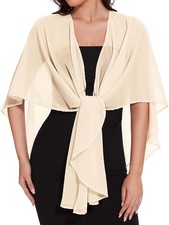 Shawls and Wraps for Evening Dresses Women Sheer Chiffon Scarf,Champagne