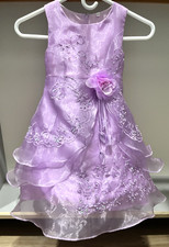 Lavender Purple Rhinestone-pearl-Flower- Pageant/Flower girl Dress -Size 100