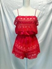 Vintage 1960s Lace Teddy Red Lingerie Nightie Made in USA