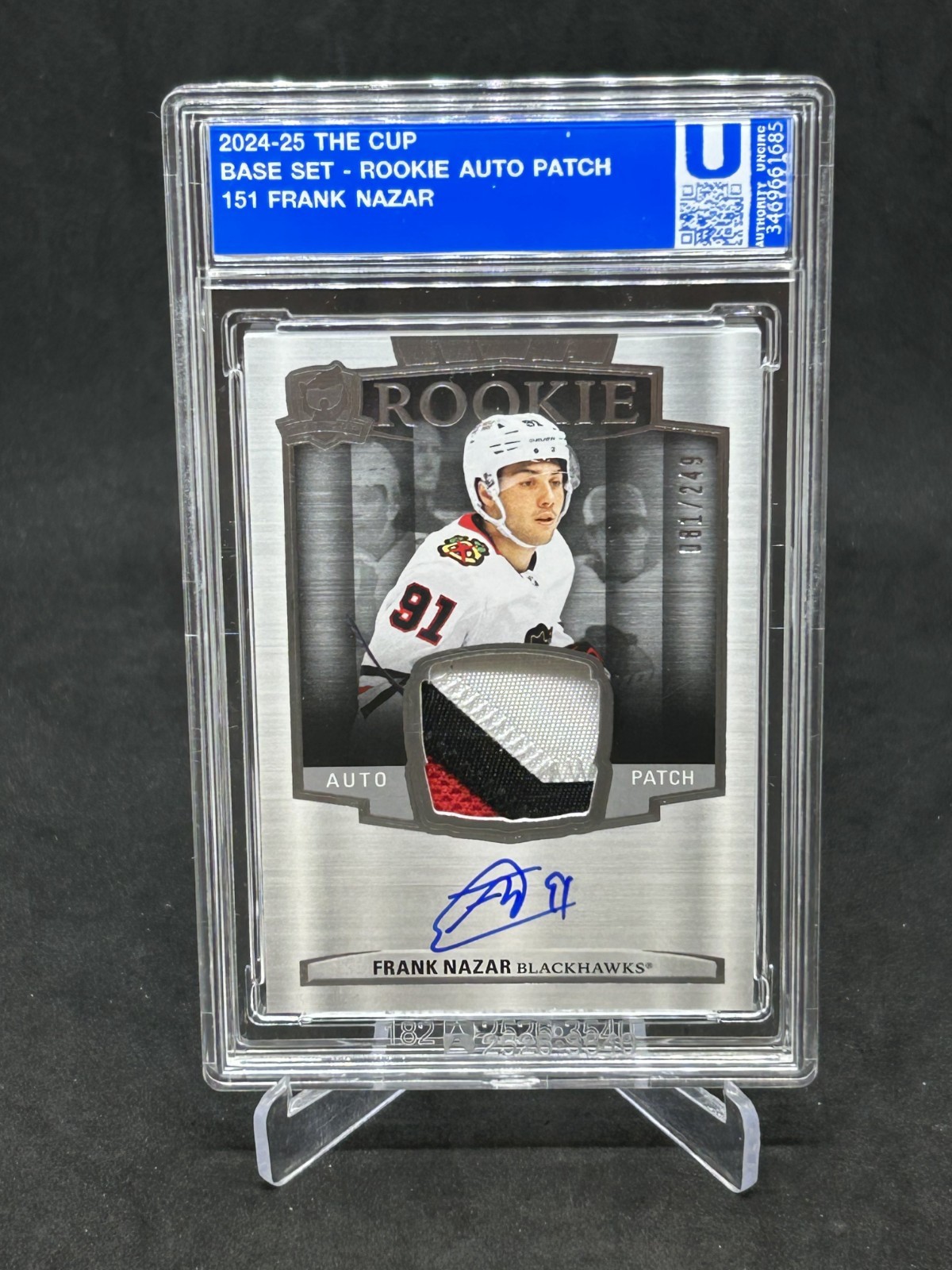 2024-25 Upper Deck The Cup Frank Nazar Rookie Patch Auto /249 #151 Blackhawks