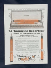 Magazine Ad - 1924 - Parker Fountain Pens - Christmas - Lucky Curve