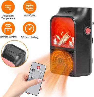 #ad Wall Outlet Space Heater 500W Plug in Electric Heater with Adjustable Thermostat $19.94