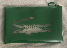 Lacoste Dark Green Plastic Crocodile Toiletry Bag Zip Pouch with Zipper Closure