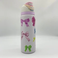 32oz Owala FreeSip Stainless Steel Water Bottle Beige pink bow