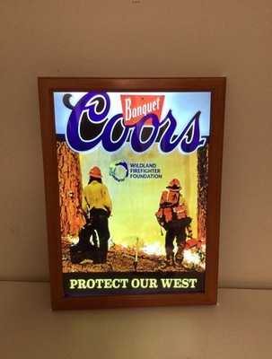 Coors banquet fire fighter, protect our protectors beer sign￼coors Beer Sign