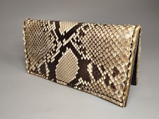 Vintage Python Leather Wallet Vintage Long Bi-fold Black Interior Snake Skin