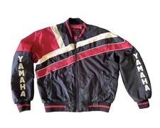 VTG 80s Yamaha Motorsport Racing Bomber Jacket Spell Out Sleeves Size L