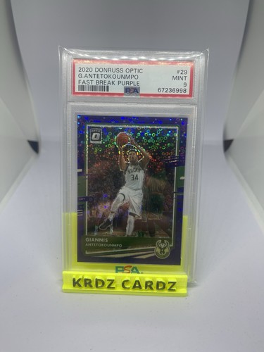 2020 Donruss Optic Basketball Gianni’s Antetokounmpo Purple Fast Break /95 Psa 9