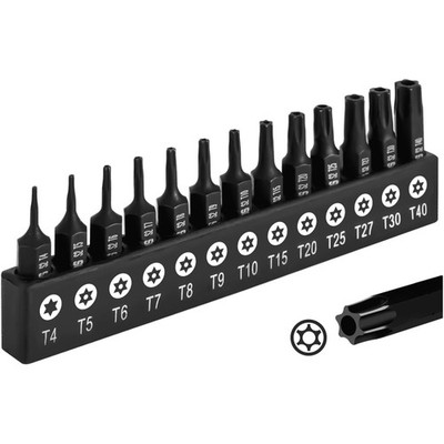 Torx Bit Set 13-tlg T4 T5 T6 T7 T8 T9 T10 T15 T20 T25 T27 T30 T40 S2 Stahl