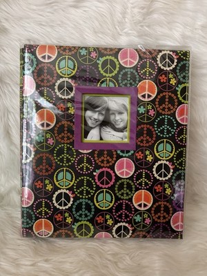 Y2K Peace Sign Multi Color 8.5 x 11 Post Bound Scrapbook Album
