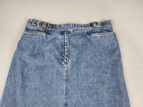 Ralph Lauren Jeans Co Maxi Skirt Sz 14 Blue Denim Jeans Vintage Cinch Waist - Picture 5 of 16