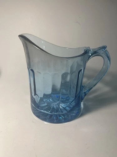 US Glass Blue Aunt Polly Creamer Cream Pitcher Depression Glass