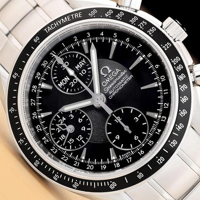 OMEGA SPEEDMASTER DAY-DATE BLACK DIAL 40MM 3220.50 MENS WATCH w/ CARD