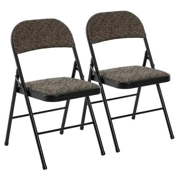 Juego de 2 sillas portátiles apilables de tela con respaldo acolchado con cojín