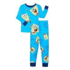NWT Spongebob Squarepants Boys Pajamas Set Size 6 Blue Long Sleeve Cartoon Gift