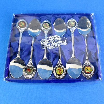 Collectors World - Set mit 6 versilberten Teelöffeln in Schachtel - Neuseeland Blumen
