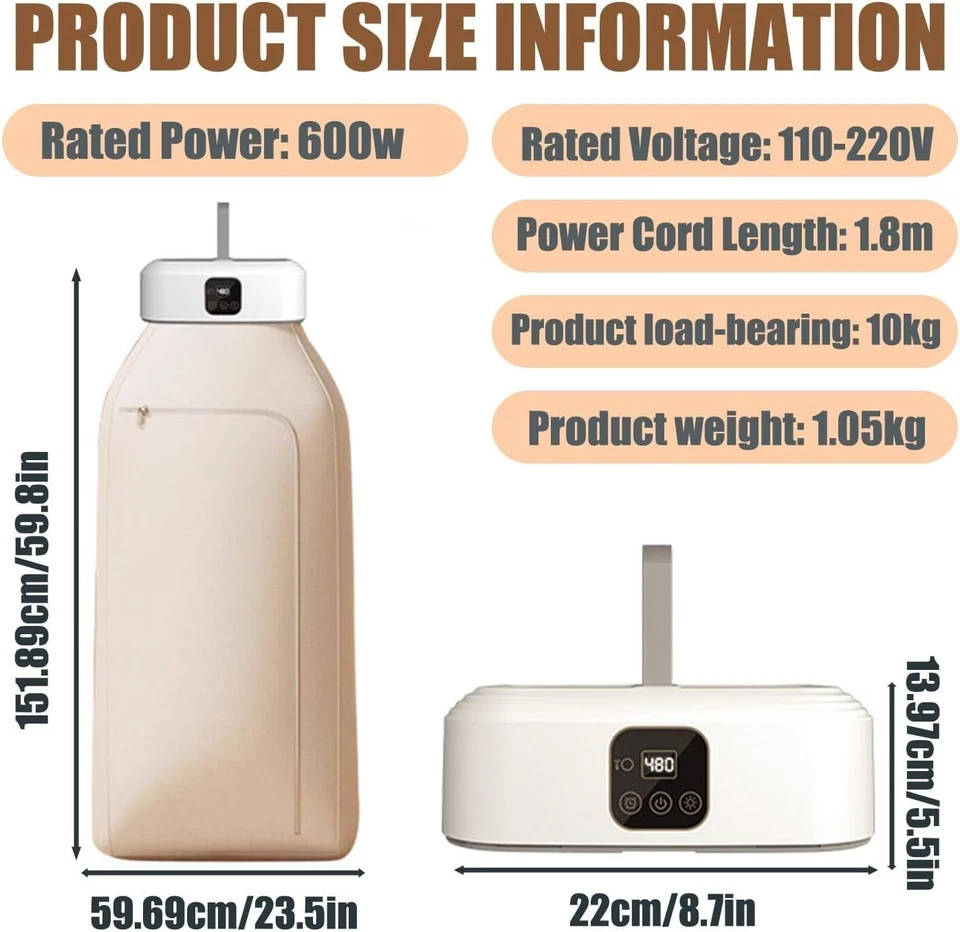 Mini Portable Foldable Electric Clothes Dryer with Timer & Travel Bag - Image 3 of 4