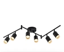 Bojim 6 Light Black Track Lighting Kit, Modern LED Track Lighting Fixtures Ce...