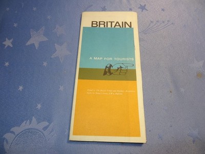 Britain - A Map for tourists Historic Houses Castles & Gardens Vintage Map -1963