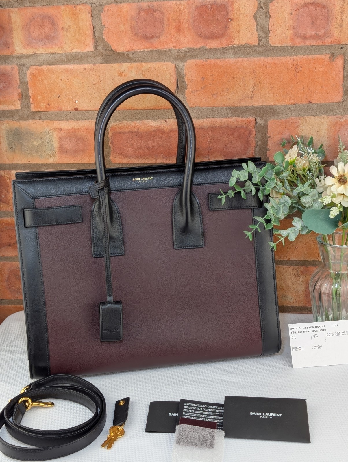 Saint Laurent YSL Sac De Jour Oxblood And Black Small