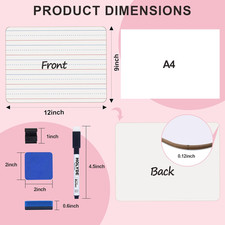 Dry Erase Boards 6 Pack Double Sided Small Whiteboards Lines Kids Students Lined
