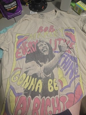Bob Marley Zion Every Little Thing Gonna Be Alright Beige T-Shirt Size S/m