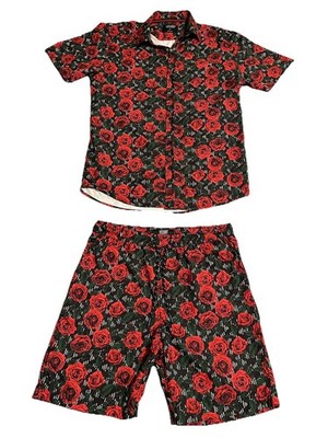 トップス UNUSED Rose Pattern Short-Sleeve Shirt Triumph Tragedy Men's Short shirt Set, Rose pattern, men's size